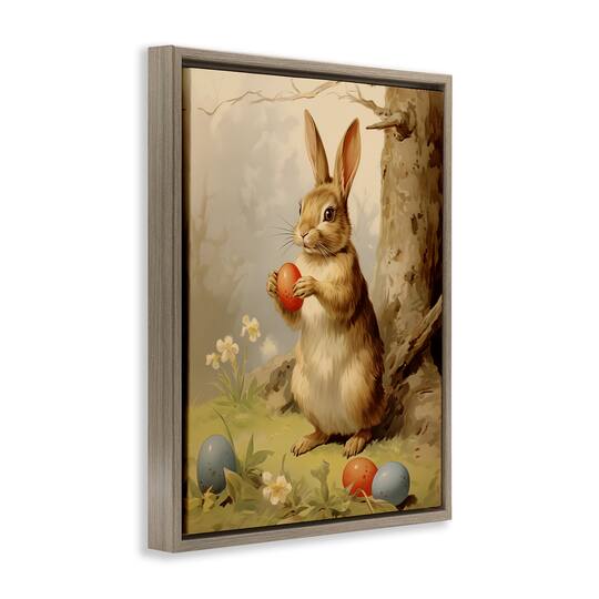 Stupell Industries Easter Bunny in Nature Floating Frame Wall Art